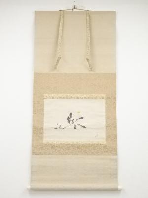 菊池契月筆　春草　肉筆紙本掛軸（共箱・二重箱）□z